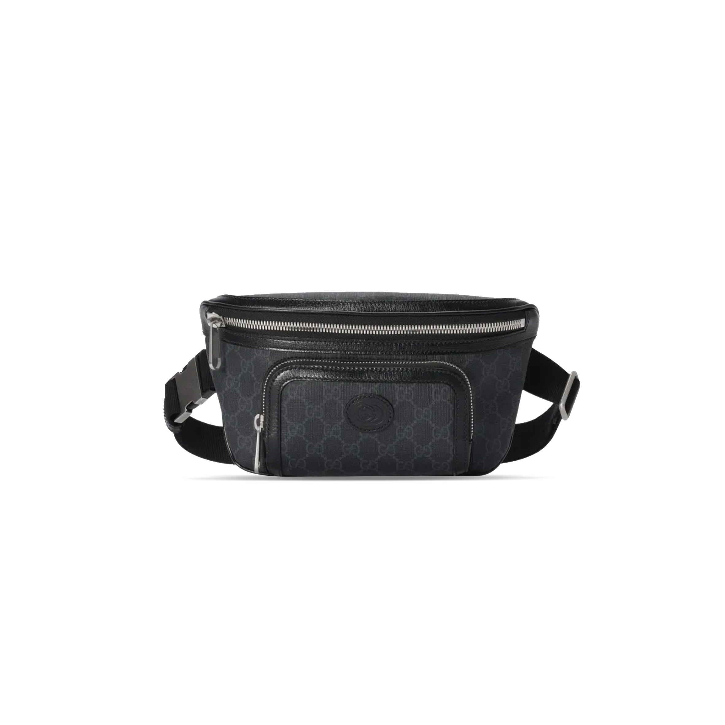 GUCCI GG LARGE CANVAS WITH LEATHER TRIM FANNY 733240 (22*15*4cm)